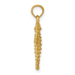 14K Gold Seahorse Pendant for Men with Polished 3D Design