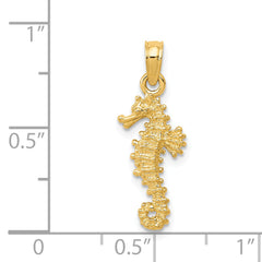 14K Gold Seahorse Pendant for Men with Polished 3D Design
