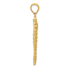 14k Gold 3D Seahorse Pendant for Men with Polished Finish