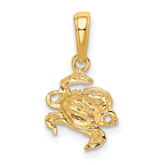 14K Gold Crab Pendant with Polished Finish and Solid Design