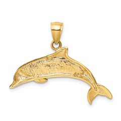 14K Gold Lab Created Opal Dolphin Pendant with Elegant Phenomena Sparkle