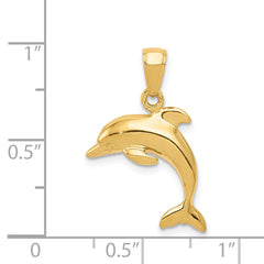 14K Gold Men's Jumping Dolphin Pendant Solid & Casted, 24mm