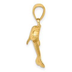 14K Gold Men's Jumping Dolphin Pendant Solid, Casted Craftsmanship