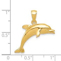 14K Gold Men's Jumping Dolphin Pendant Solid, Casted Craftsmanship