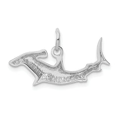 14K White Gold Hammerhead Shark Pendant with Rhodium Plating Men's Ocean-Inspired Charm