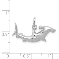 14K White Gold Hammerhead Shark Pendant with Rhodium Plating Men's Ocean-Inspired Charm