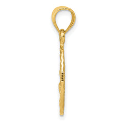 14K Gold Dolphin and Palm Tree Pendant, Solid Casted, Tropical Theme