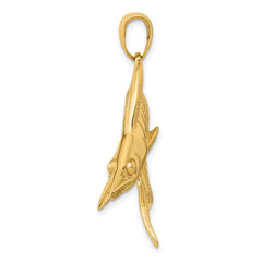 14K Gold Marlin Pendant for Men  Solid, Casted, Bold Design