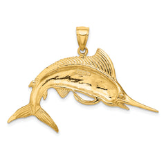 14K Gold Marlin Pendant for Men  Solid, Casted, Bold Design