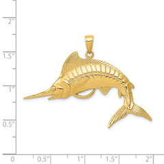 14K Gold Marlin Pendant for Men  Solid, Casted, Bold Design