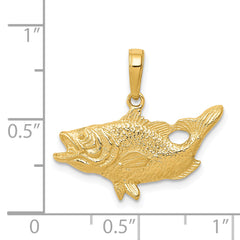 14K Gold Men's Bass Fish Pendant Solid and Casted