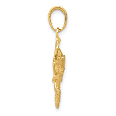 14K Gold Jumping Bass Fish Pendant for Men Solid, Casted Design