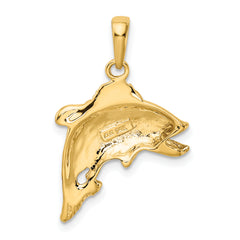 14K Gold Jumping Bass Fish Pendant for Men Solid, Casted Design