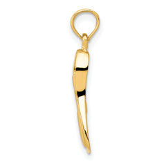 14K Gold 3D Scuba Flipper Pendant for Men Solid, Casted, Themed Charm
