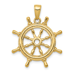 14K 3D Ships Wheel Pendant