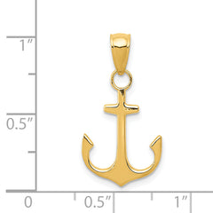 14K Gold Solid Anchor Pendant for Men Casted, Themed Design