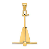 14K 3D Moveable Anchor Pendant