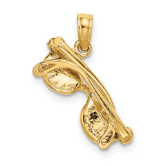 14K Gold 3D Aqua Enameled Sunglasses Pendant Unique Themed Charm