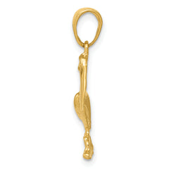 14K Gold Polished Pelican Pendant with Textured Finish Elegant and Solid Design