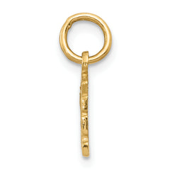 14K Gold Swiss Cheese Charm with Polished Finish and Textured Design