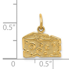 14K Gold Swiss Cheese Charm with Polished Finish and Textured Design