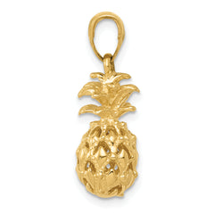 14K Gold 3D Pineapple Pendant with Polished Textured Finish