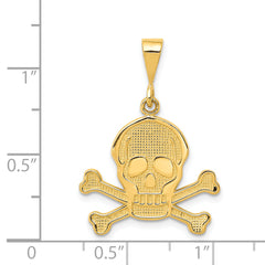 14K Gold Skull and Bones Pendant for Men Bold Themed Charm