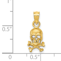 14K Gold Skull and Crossbones Pendant for Men Solid Cast