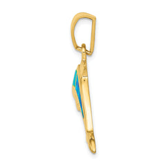 14K Gold Lab Created Opal Dolphin Pendant Elegant and Unique