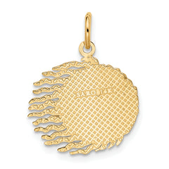 14K Gold Flaming Sun Charm with Polished Textured Design