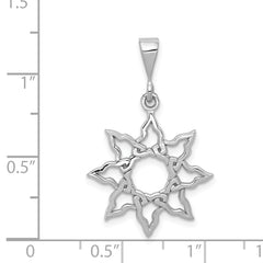 14K White Gold Sun Charm with Rhodium Plating, Polished Finish