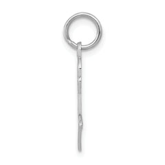 14K White Gold Rose Charm with Polished Rhodium Finish Elegant Design