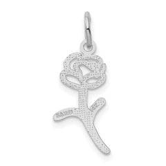 14K White Gold Rose Charm with Polished Rhodium Finish Elegant Design