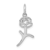 14k White Gold Rose Charm