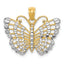 14k and Rhodium Diamond-cut Butterfly Pendant