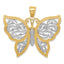 14k w/Rhodium Diamond-cut Butterfly Pendant