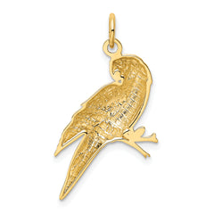 14K Yellow Gold Parrot Charm with Polished Textured Finish Sophia Jewelers