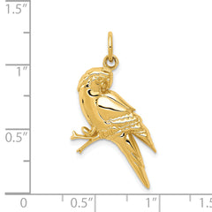 14K Yellow Gold Parrot Charm with Polished Textured Finish Sophia Jewelers