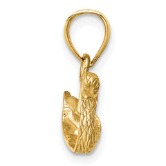 14K Gold Diamond-Cut Duck Pendant with Polished Finish Solid and Elegant