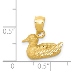 14K Gold Diamond-Cut Duck Pendant with Polished Finish Solid and Elegant