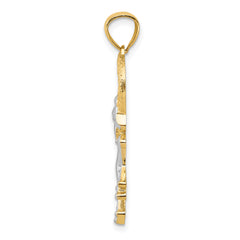 14K Gold and Rhodium Frog in Heart Pendant Elegant, Casted Design