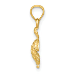 14K Gold Turtle Pendant with Polished Diamond-Cut Detail