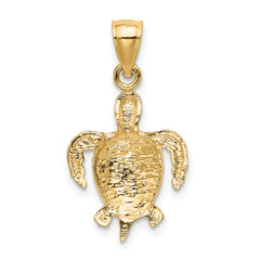 14K Gold Turtle Pendant for Men with Polished Textured Finish
