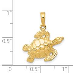 14K Gold Sea Turtle Pendant for Men with Polished Solid Design by Sophia Jewelers