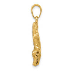 14K Gold Moveable Alligator Pendant for Men Casted Solid Design
