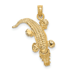 14K Gold Moveable Alligator Pendant for Men Casted Solid Design