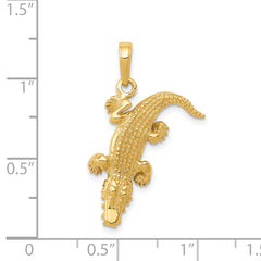 14K Gold Moveable Alligator Pendant for Men Casted Solid Design
