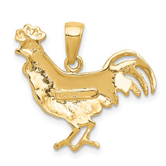 14K Gold Rooster Pendant for Men with Polished Solid Finish