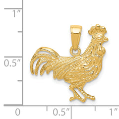 14K Gold Rooster Pendant for Men with Polished Solid Finish