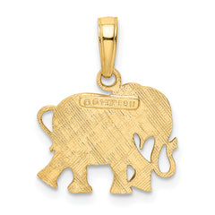 14K Gold Textured Elephant Pendant with Solid Cast Design Decorative Charm